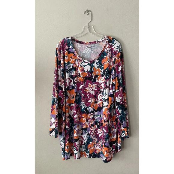 Roaman's Tops - Roamans Plus Size 4X 34 36 Floral Print Top Shirt Colorful Comfy Flowers FLAWED